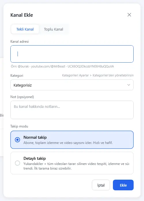 KanalRadar - YouTube Kanal Analiz ve Takip Programı görsel 2