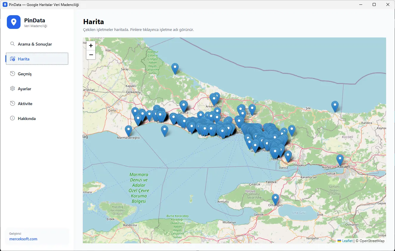 PinData - Google Haritalar İşletme Veri Çekme Botu görsel 3